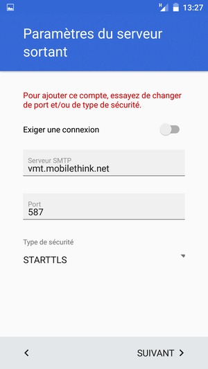 Sélectionnez Type de sécurité