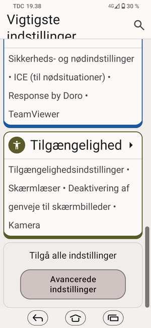 Scroll til og vælg Avancerede indstillinger