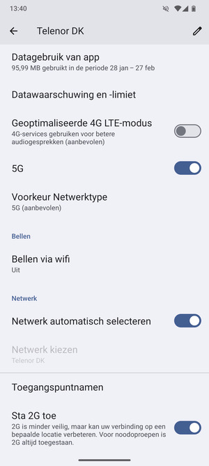 Scroll naar en selecteer Toegangspuntnamen