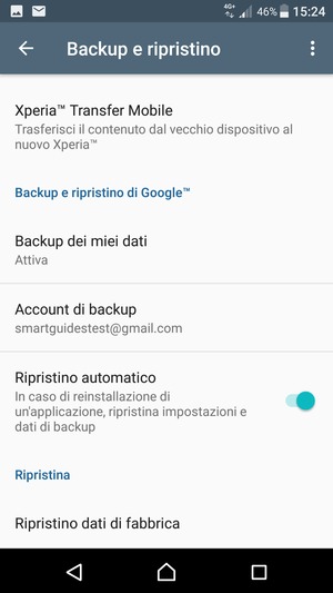 Seleziona Account di backup
