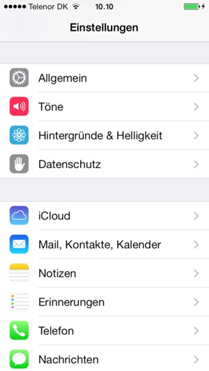 Gehen Sie zurück zum Einstellungen Menü und scrollen Sie und wählen Sie Mail, Kontakte, Kalender