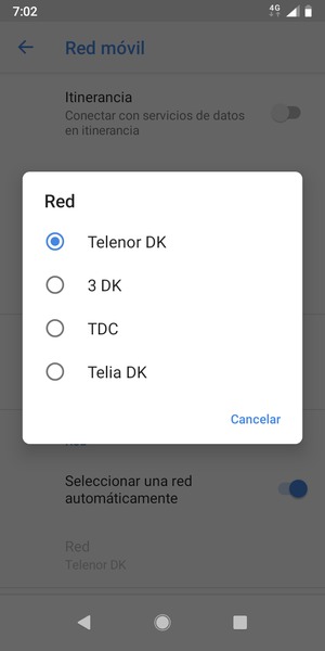 Seleccione un operador de red de la lista