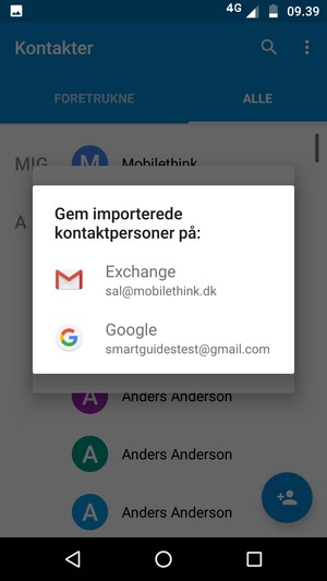 Vælg din Google konto