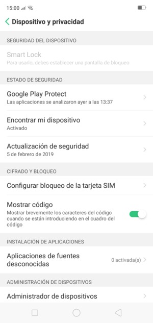 Seleccione Configurar bloqueo de la tarjeta SIM