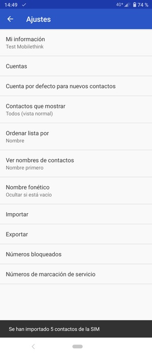 Sus contactos se guardarán en su cuenta de Google y se guardarán en su teléfono la próxima vez que Google sea sincronizado.