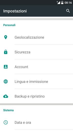 Scorri e seleziona Sicurezza