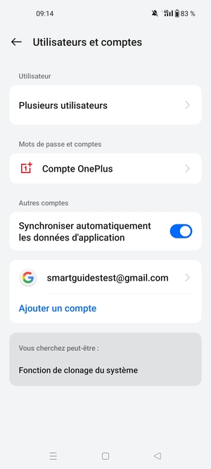 Sélectionnez votre compte Google