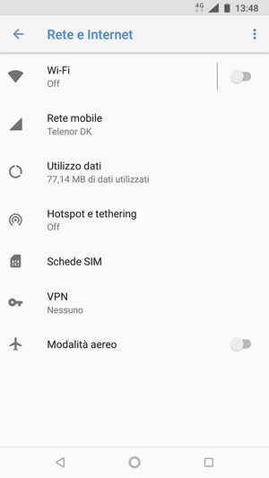 Seleziona Hotspot e tethering