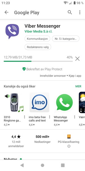 Vent til installasjonen er ferdig