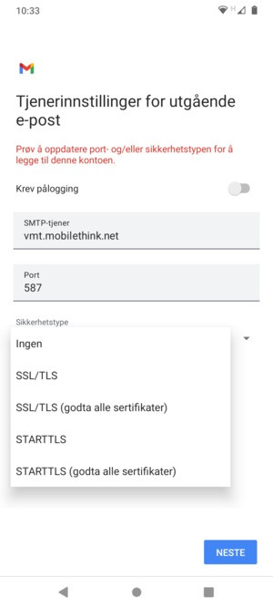 Velg Ingen og NESTE