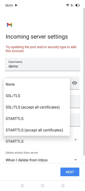 Select None and NEXT