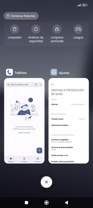 Seleccione el icono Eliminar para cerrar todas las aplicaciones en ejecución