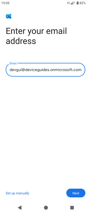 Enter your Email address and  select Set up manually