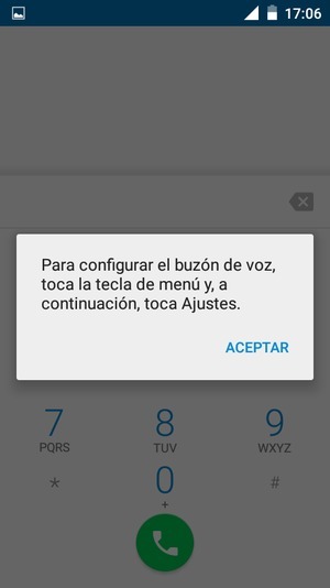 Si el correo de voz no está configurado, seleccione ACEPTAR