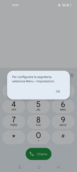 Se la segreteria telefonica non è configurata, seleziona OK