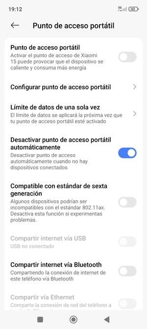 Seleccione Configurar punto de acceso portátil