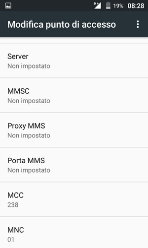 Scorri verso il basso e inserisci le informazioni degli MMS