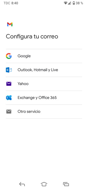 Seleccione Outlook, Hotmail y Live