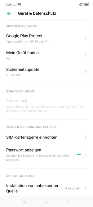 Scrollen Sie und wählen Sie SIM-Kartensperre einrichten