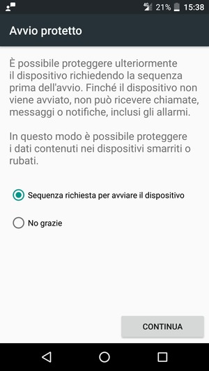 Seleziona la tua opzione preferita e poi CONTINUA