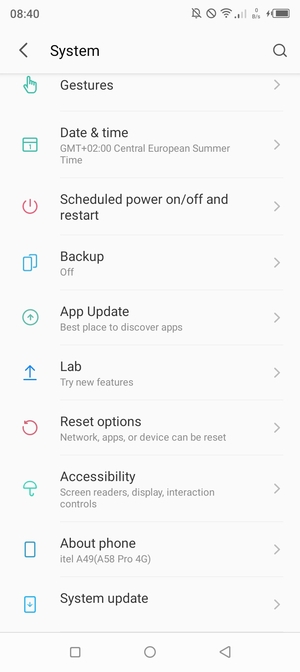 Scroll to and select System update