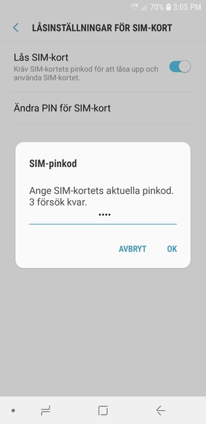 Ange din Aktuella SIM-pinkod och välj OK