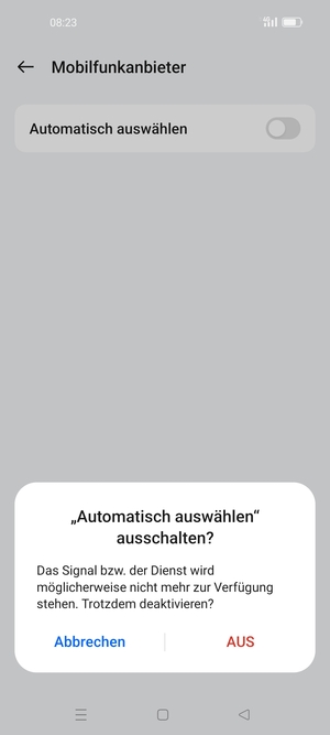 Wählen Sie AUS