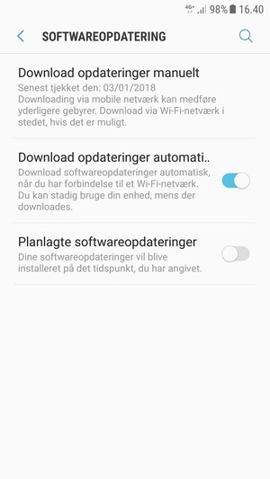 Vælg Download opdateringer manuelt