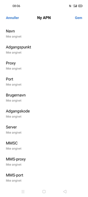Indtast internet-oplysninger