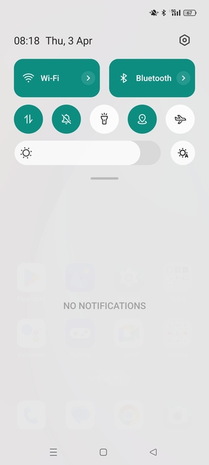 Slide down the top menu again
