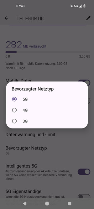 Wählen Sie die gewünschte Option