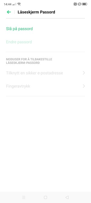 Velg Slå på passord