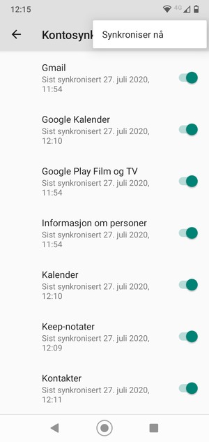Velg Synkroniser nå