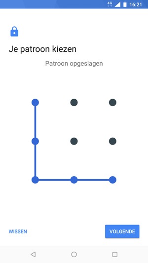 Teken een ontgrendelingspatroon en selecteer VOLGENDE
