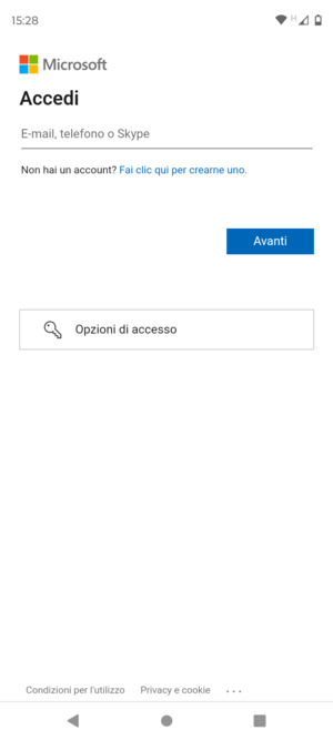 Inserisci il tuo indirizzo email e seleziona Avanti