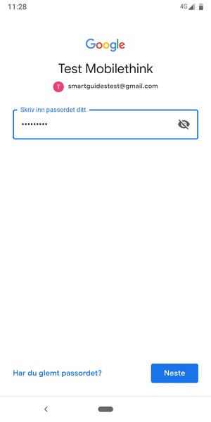 Skriv inn passord og velg Neste