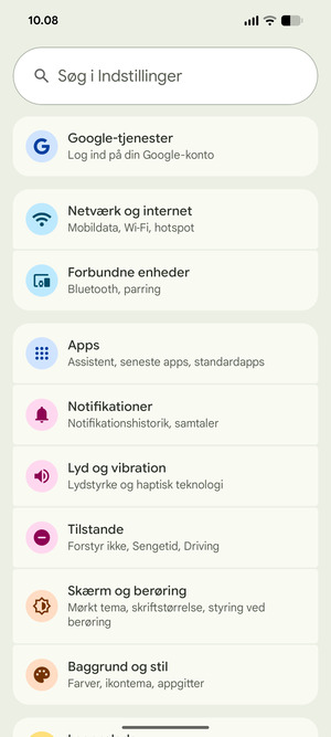 Vælg Netværk og internet