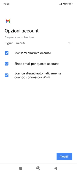 Seleziona AVANTI