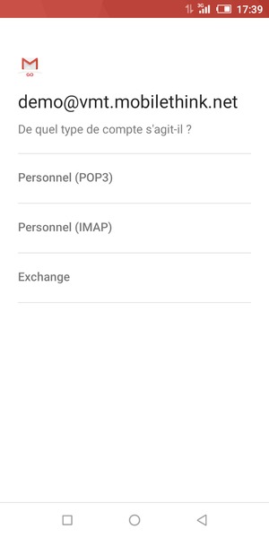Sélectionnez Personnel (POP3) ou Personnel (IMAP)