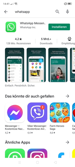 Wählen Sie die App