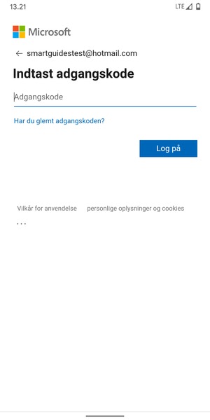 Indtast din adgangskode og vælg Log på