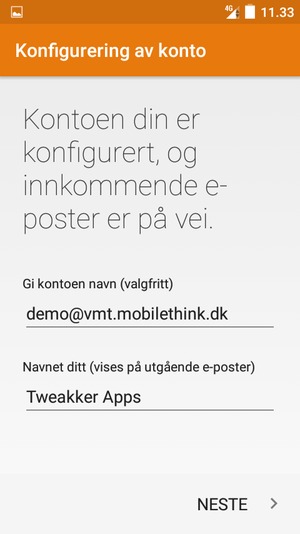 Gi kontoen din et navn, og skriv inn navnet ditt. Velg NESTE