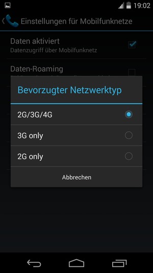Wählen Sie die gewünschte Option