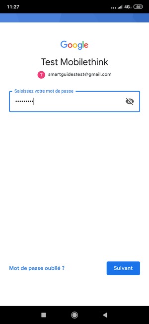 Saisissez votre mot de passe Gmail et sélectionnez Suivant