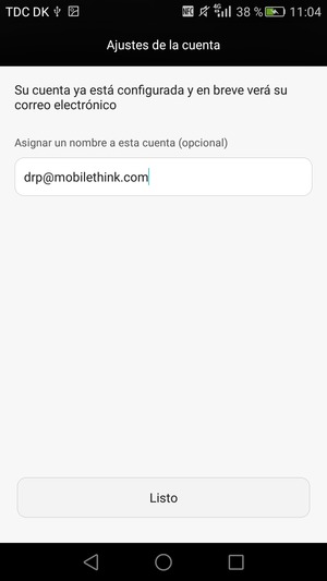 Déle a su cuenta un nombre y seleccione Listo