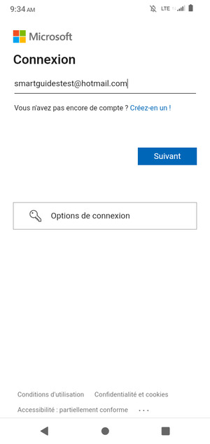 Saisissez votre adresse e-mail et sélectionnez Suivant
