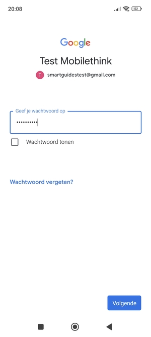 Voer uw Gmail wachtwoord in en selecteer Volgende