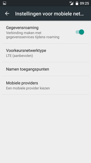 Schakel Gegevensroaming in of uit