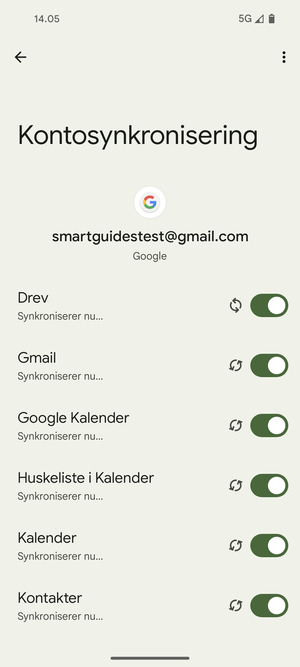 Dine oplysninger vil blive synkroniseret