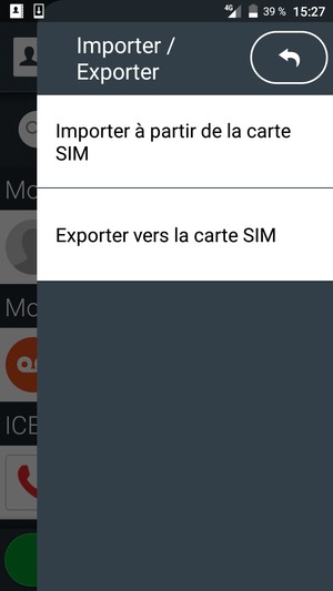 Sélectionnez Importer à partir de la carte SIM